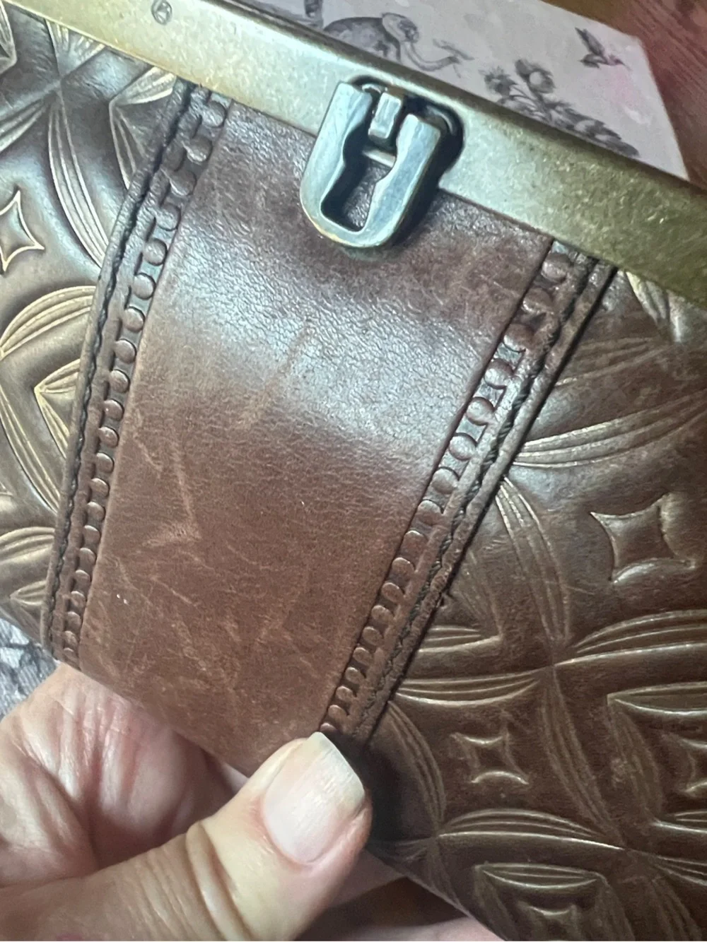 Fossil embossed leather